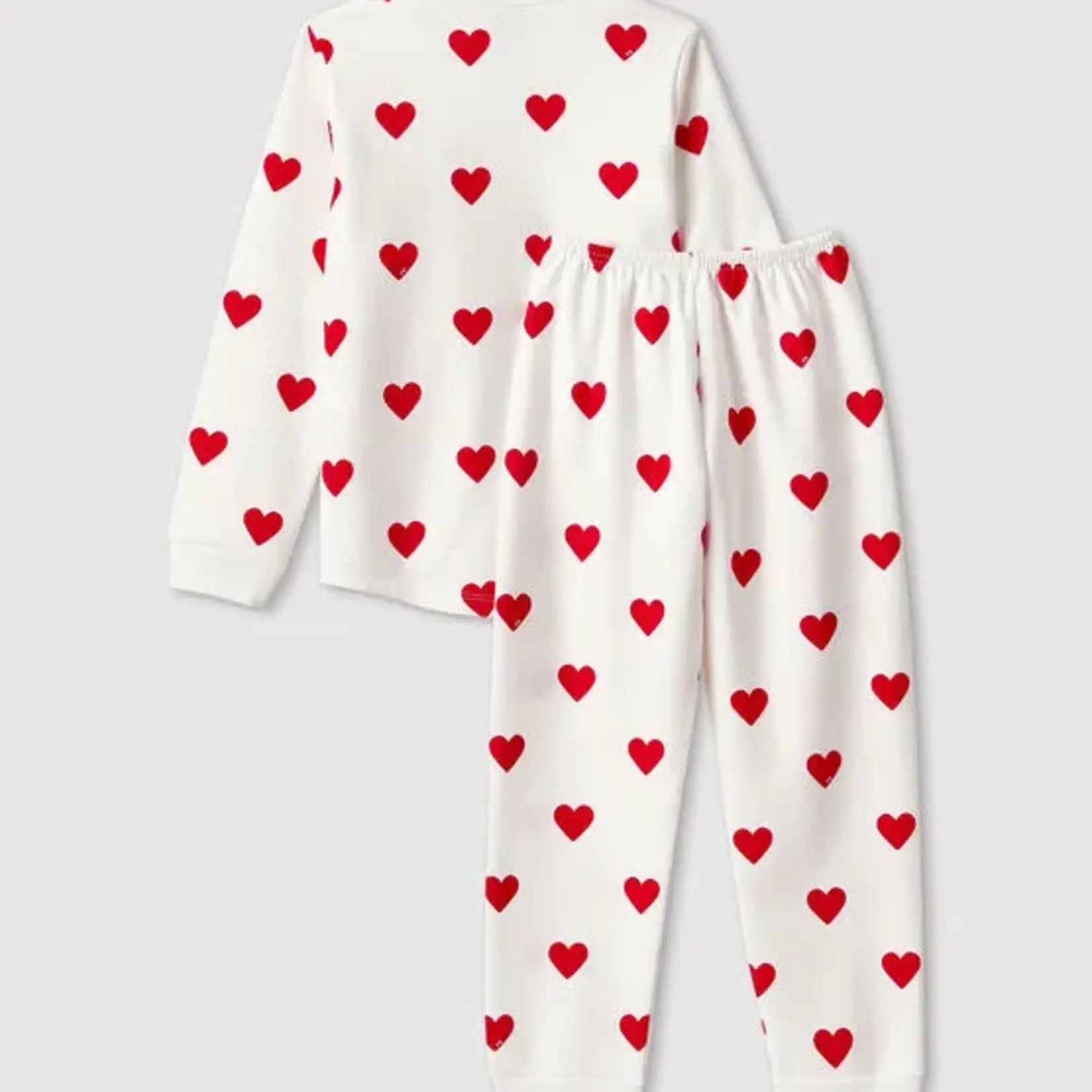 Petit Bateau Kinderpyjama molton | hartjesprint rood