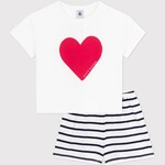 Petit Bateau Korte kinderpyjama hartjesprint marine