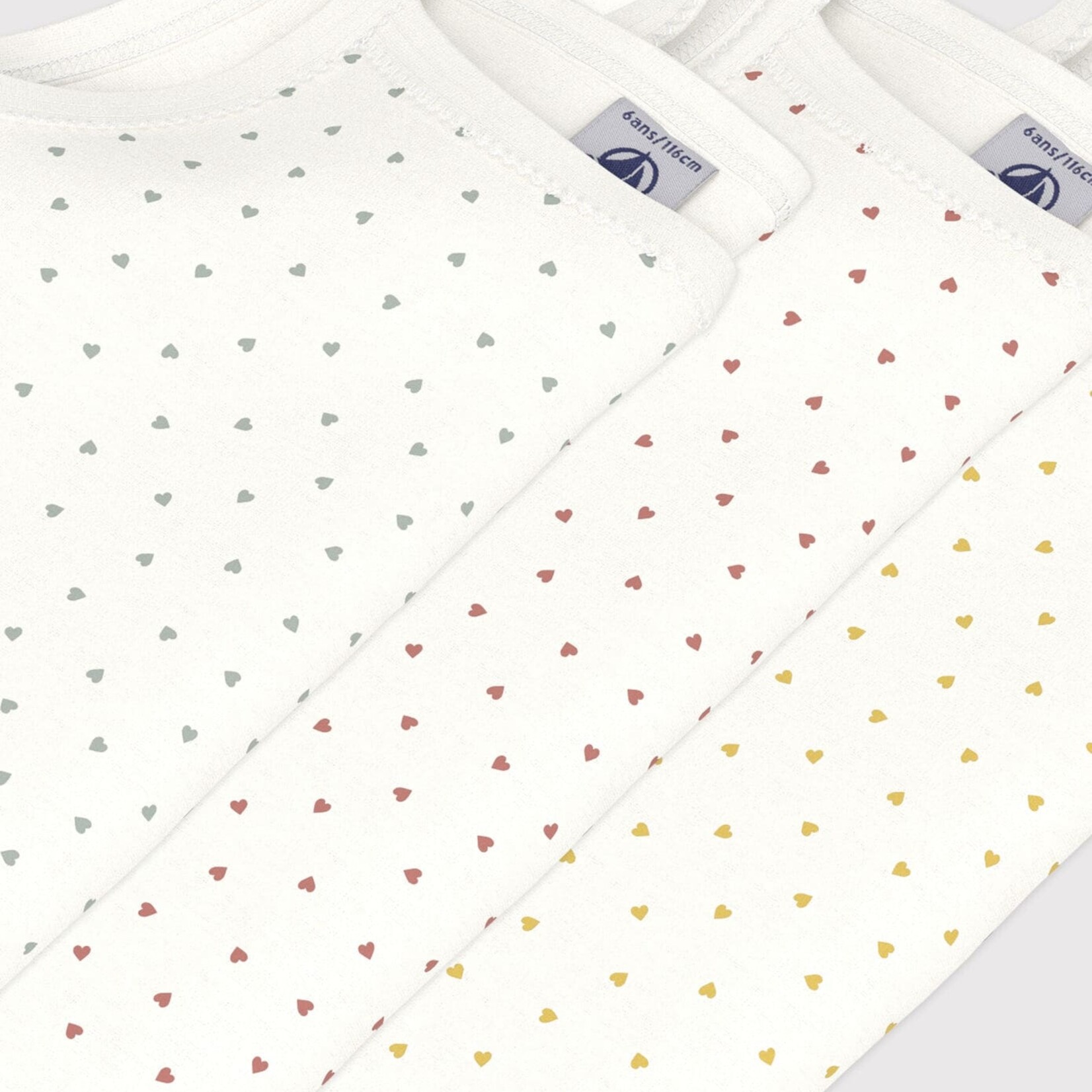 Petit Bateau Meisjeshemdjes met bandjes 3P | mini hartjes