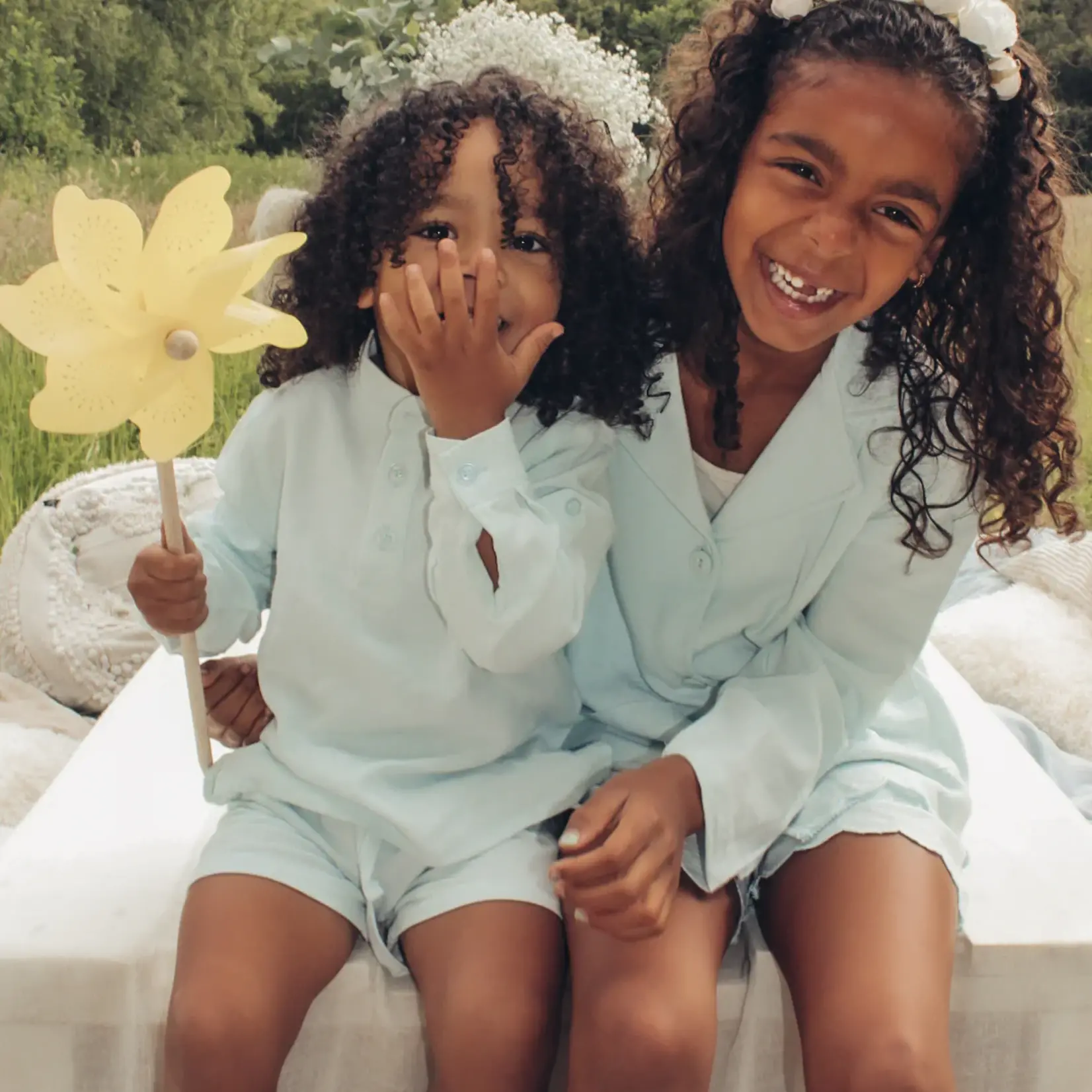 Two you label Sammy linen short skyblue