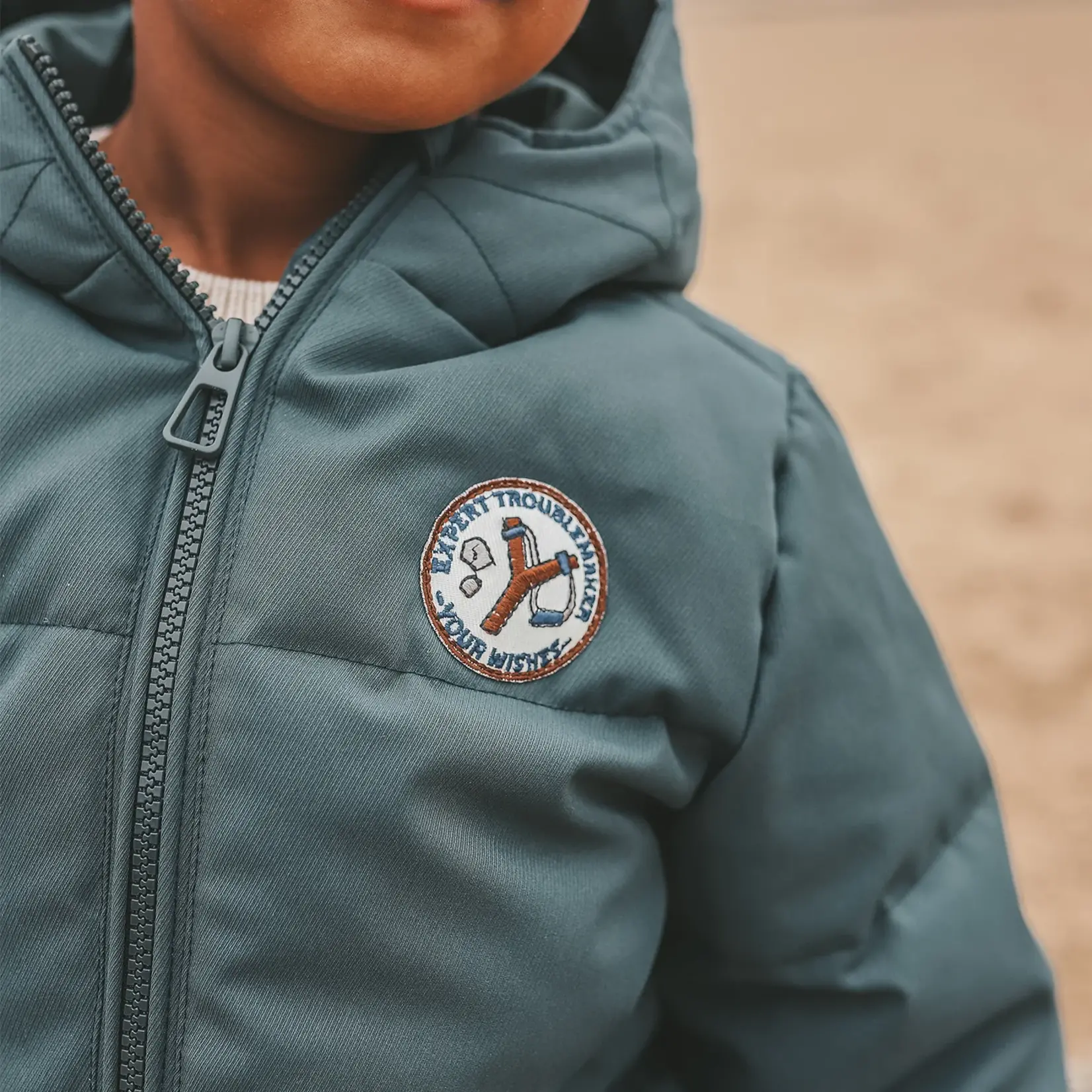 Your Wishes Puffer jas solid teal groen