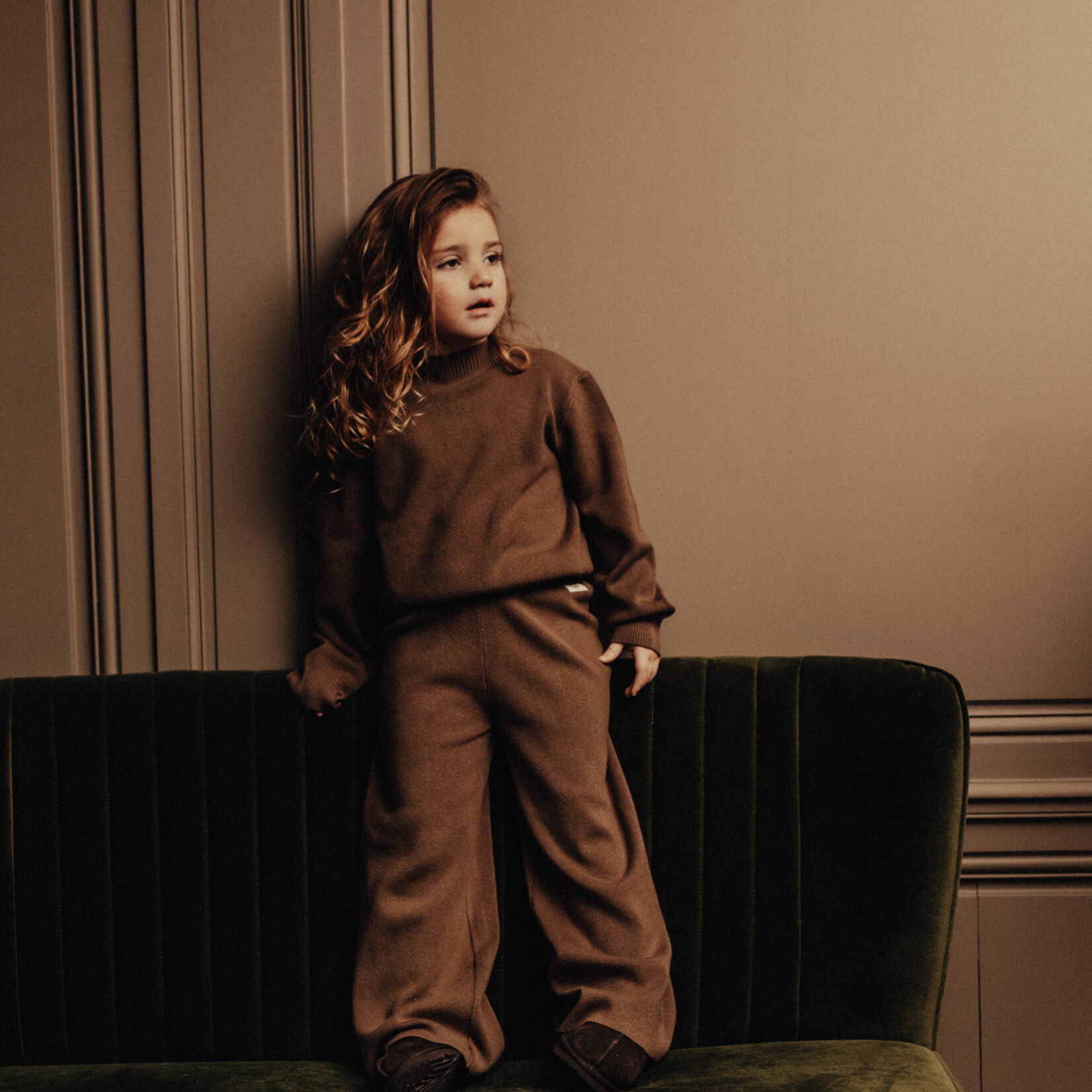 Baje Maggia pants heavy knit straight | sand desert