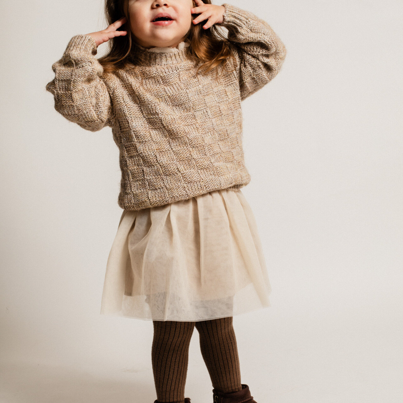 Baje Velan sweater check knit colar