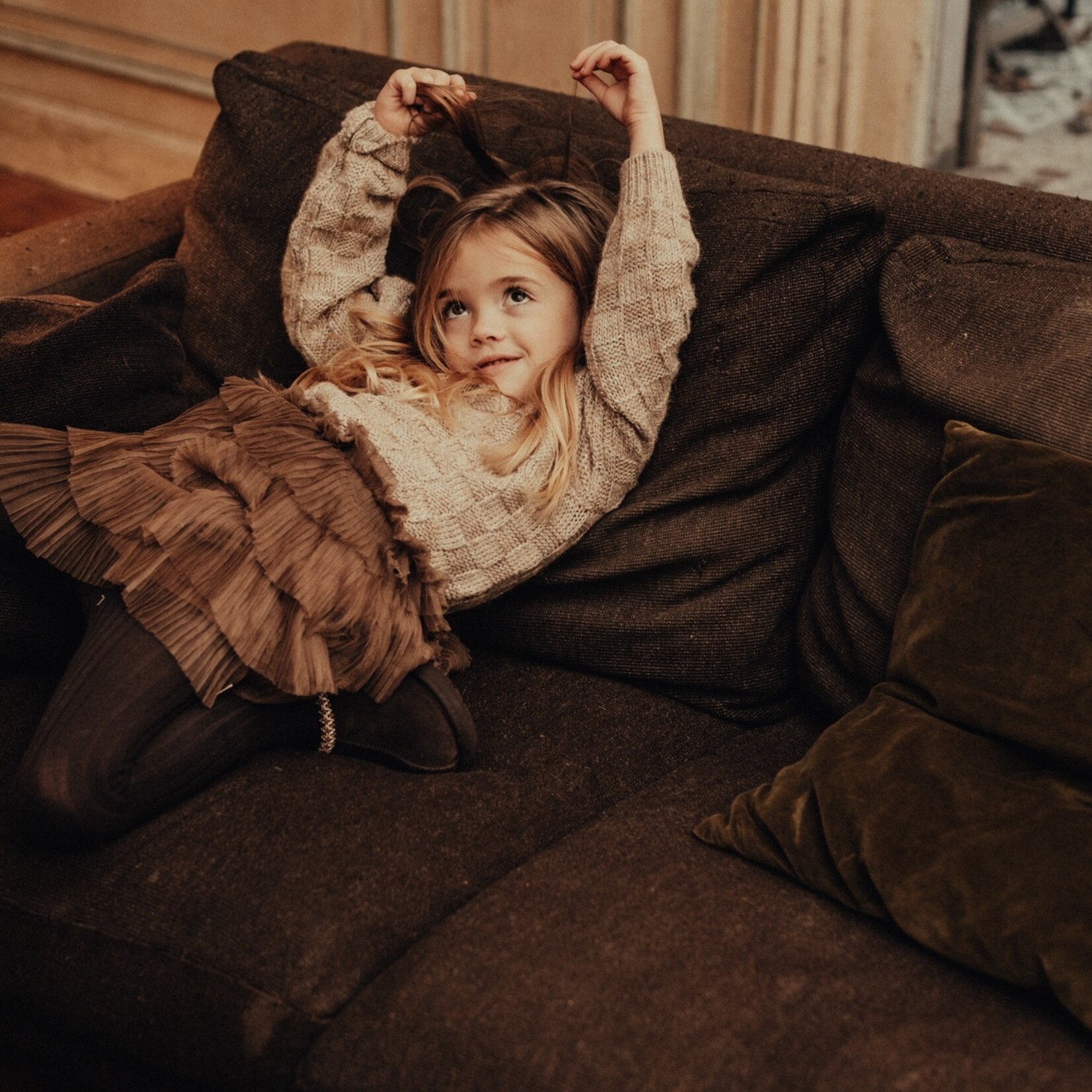 Baje Velan sweater check knit colar