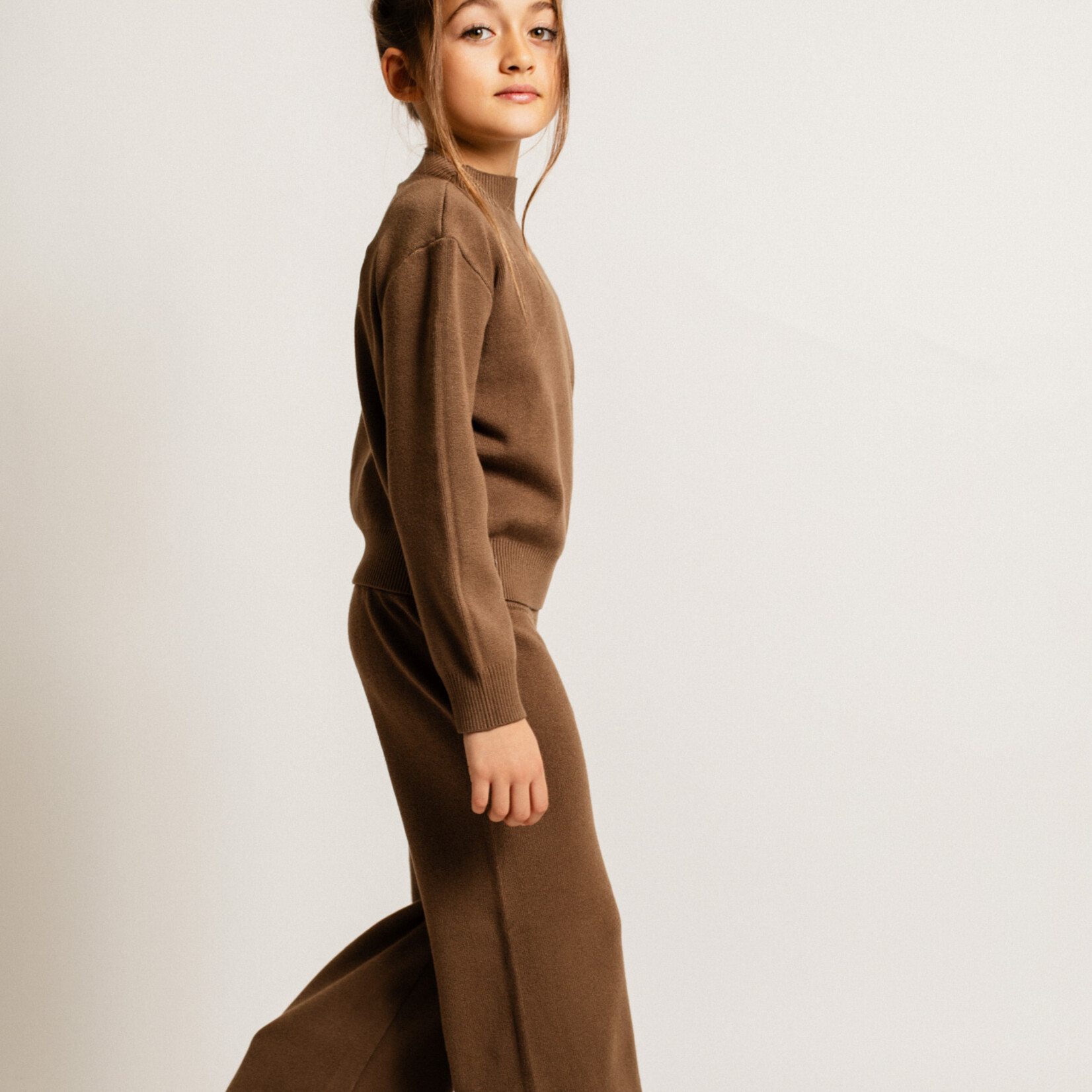 Baje Maggia pants heavy knit straight | brown cacao