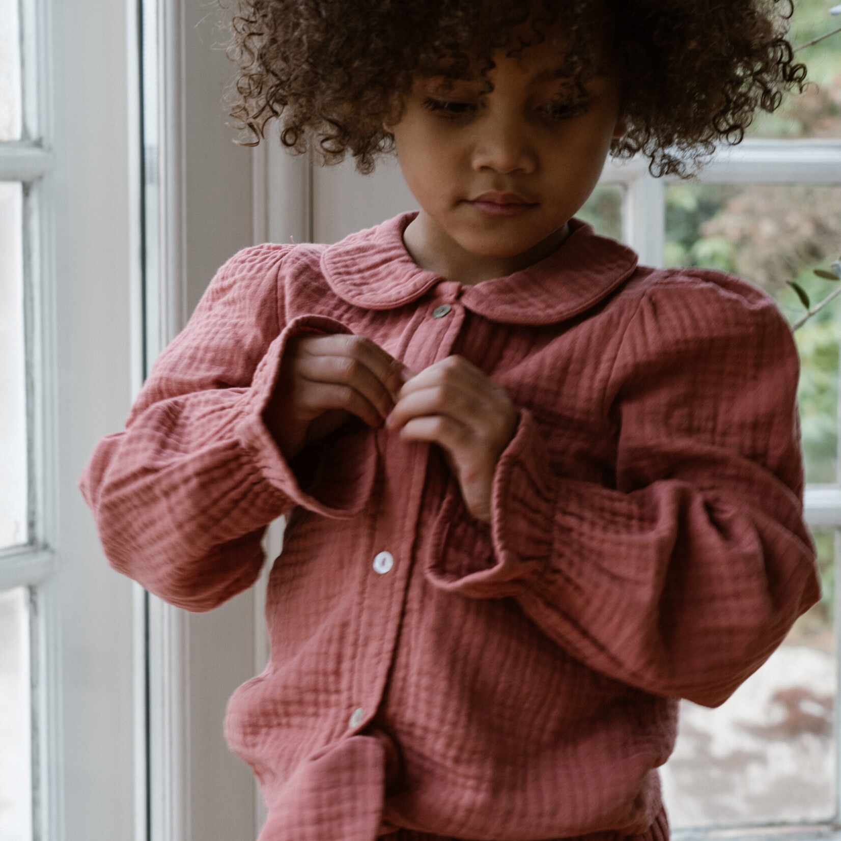 Navy Natural Faye blouse mousseline | brick