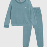 Petit Bateau Pyjama uni en bouclette éponge grattée enfant | bleu gobelin