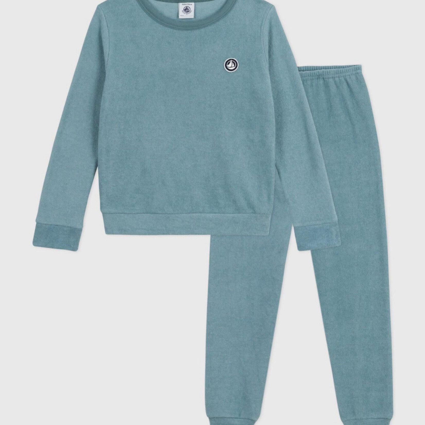 Petit Bateau Pyjama uni en bouclette éponge grattée enfant | blue gobelin