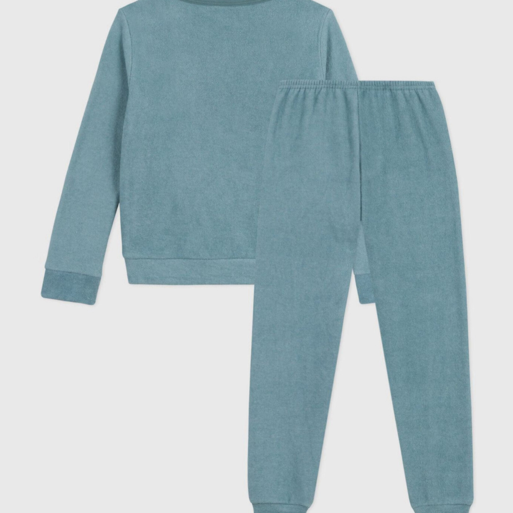 Petit Bateau Pyjama uni en bouclette éponge grattée enfant | blue gobelin