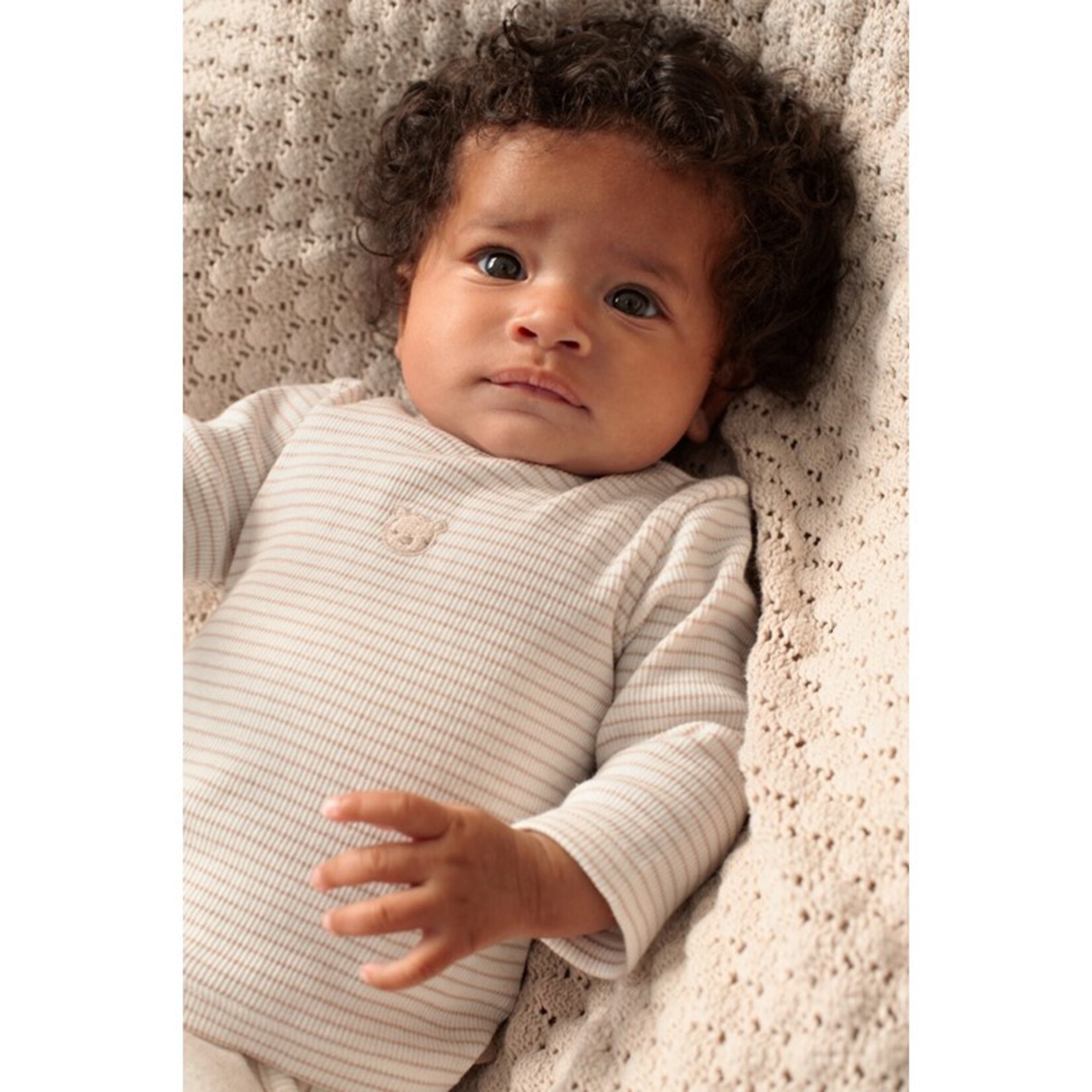 Feetje Longsleeve rib met streep | honey bear