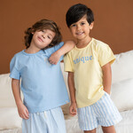 Navy Natural Short Niels bleu à rayures en lin