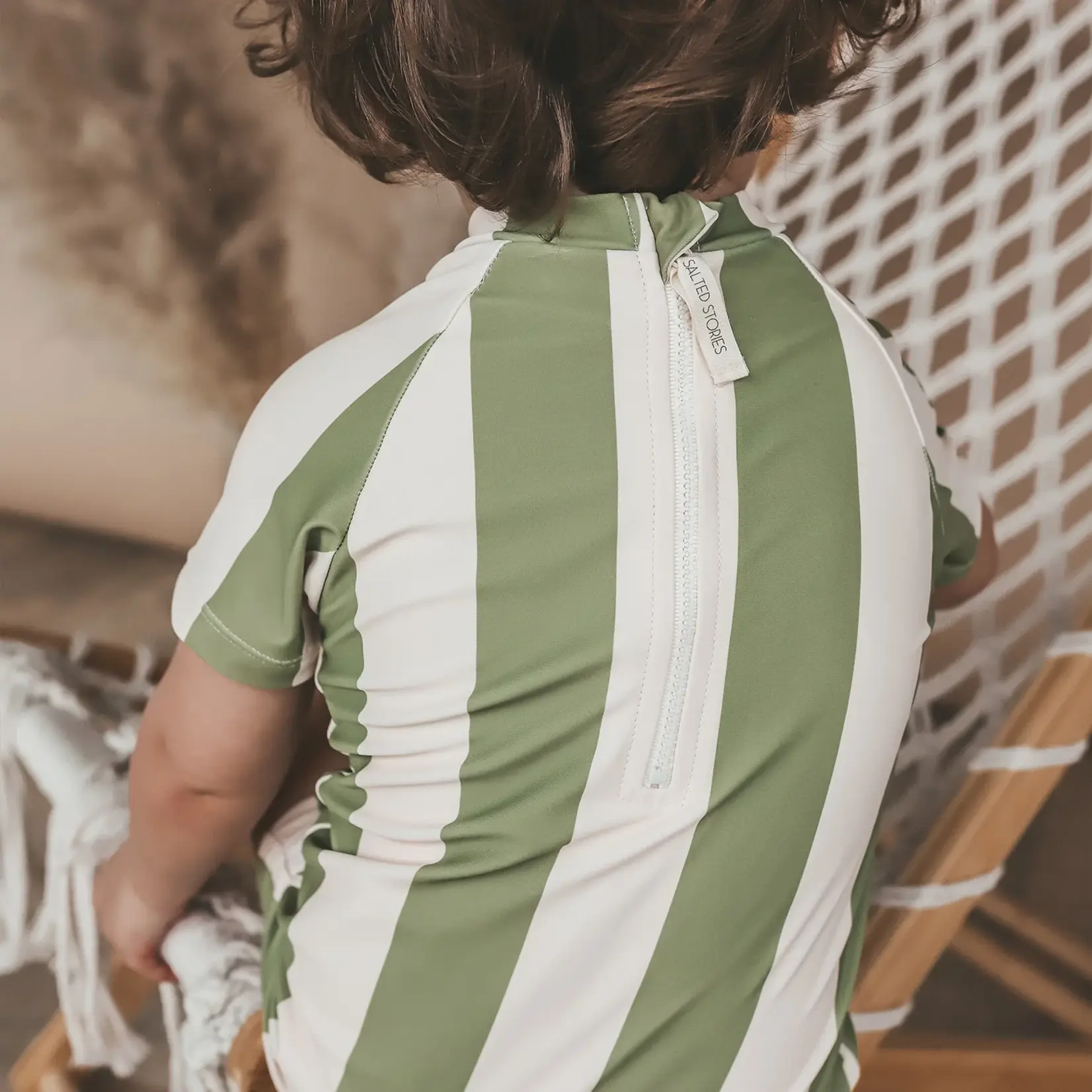 Salted Stories Swimsuit shortsleeve | wide stripe Iguana