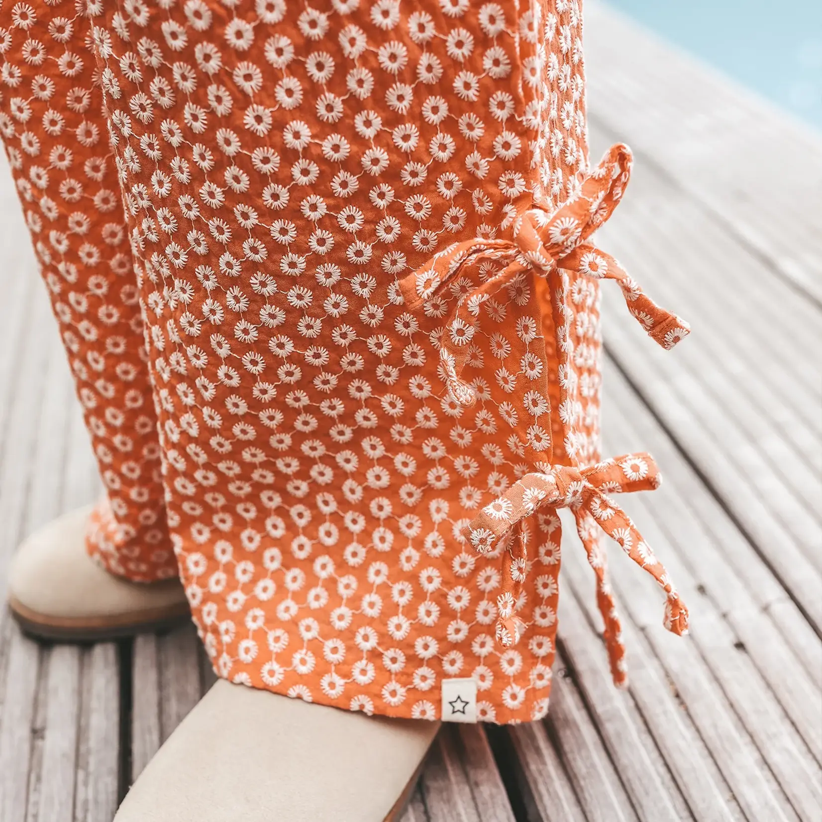 Your Wishes Pantalon à jambes larges | broderie corail