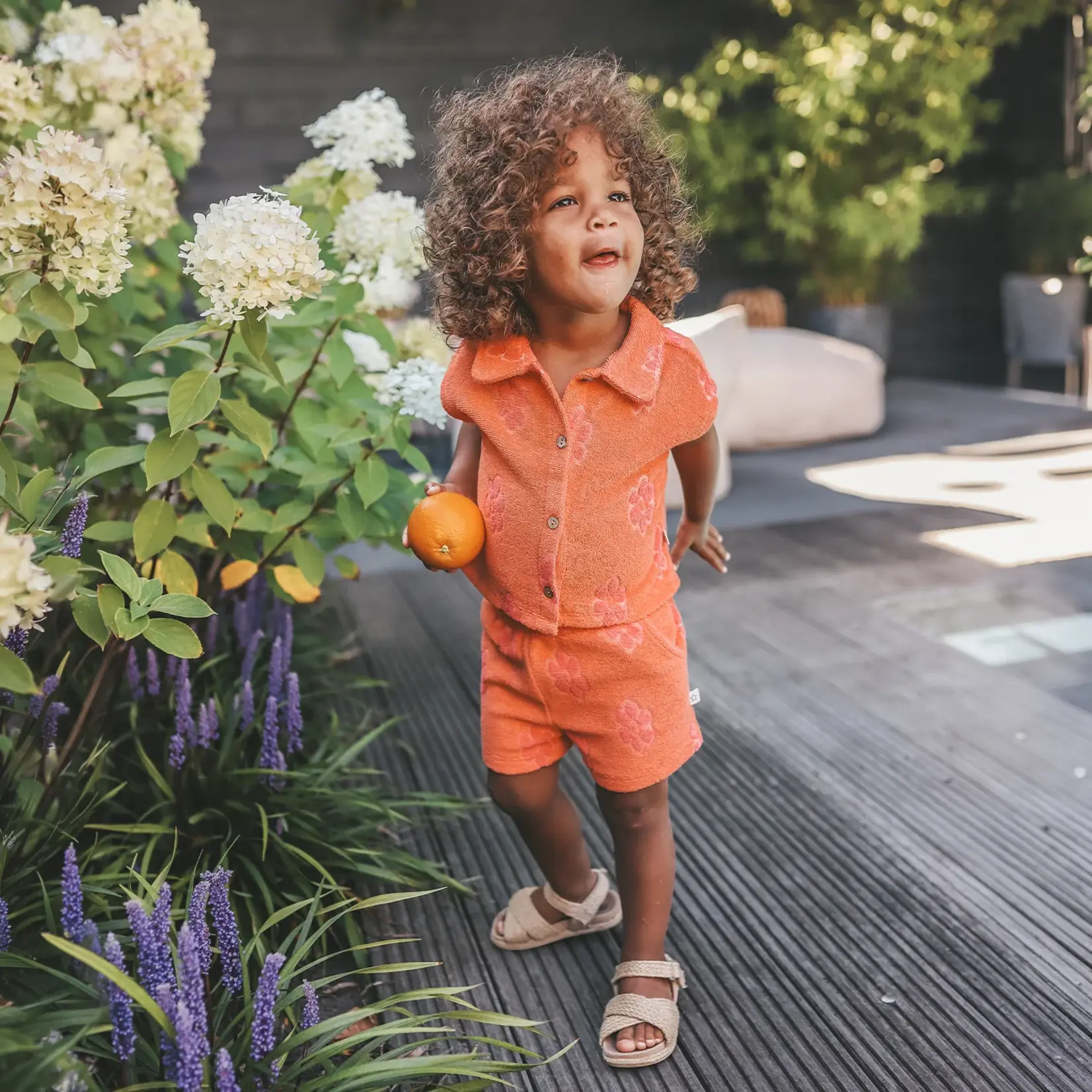 Your Wishes Gilet d'été | éponge à fleurs corail