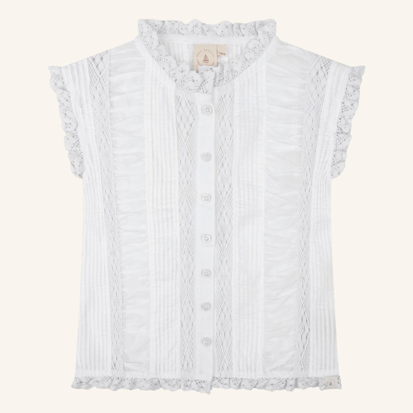 Navy Natural Chemisier en dentelle Kaat blanc