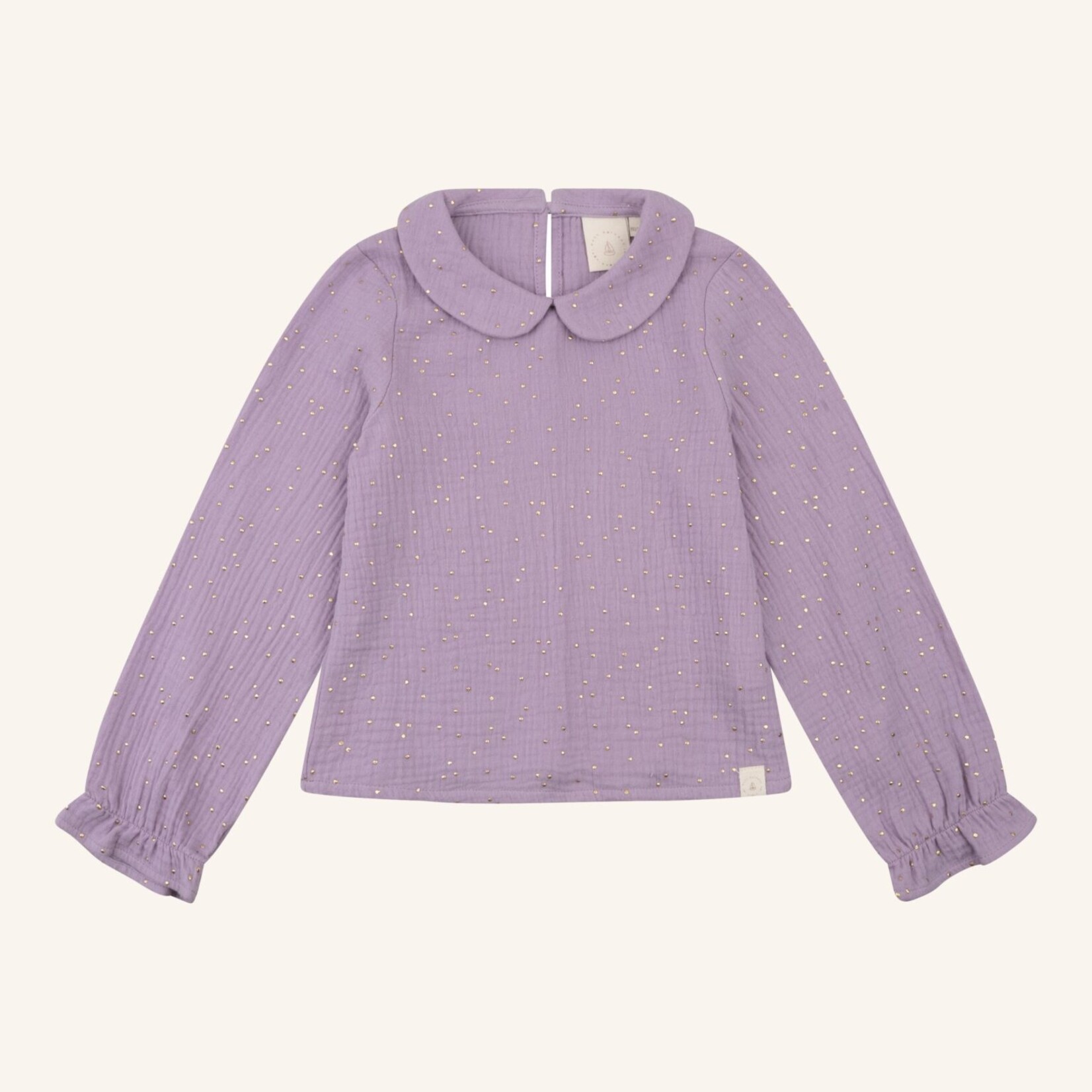 Navy Natural Haut de juin en mousseline lilas et or