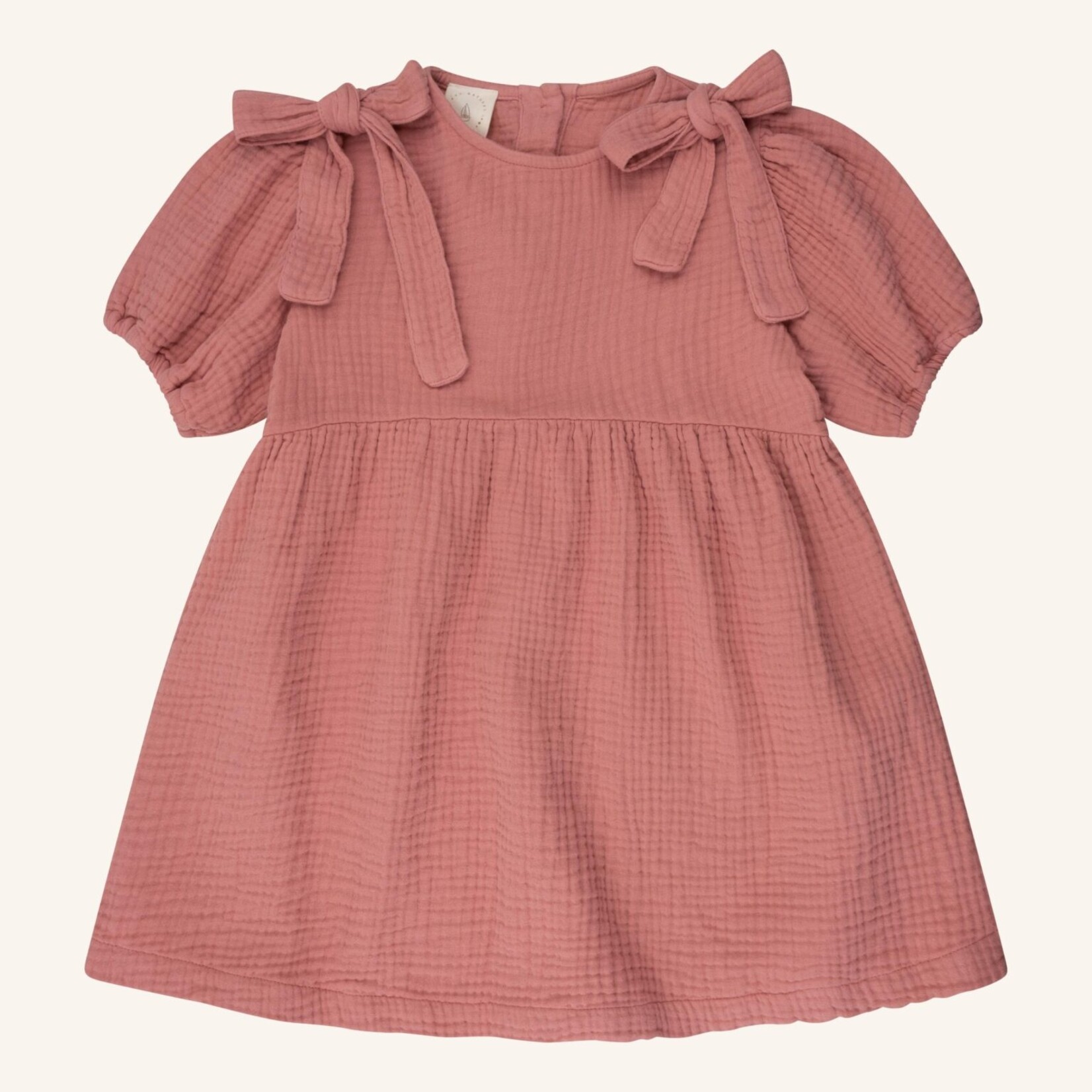 Navy Natural Guusje bow dress dusty rose