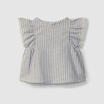 SNUG Blouse ruffle indigo linen stripe