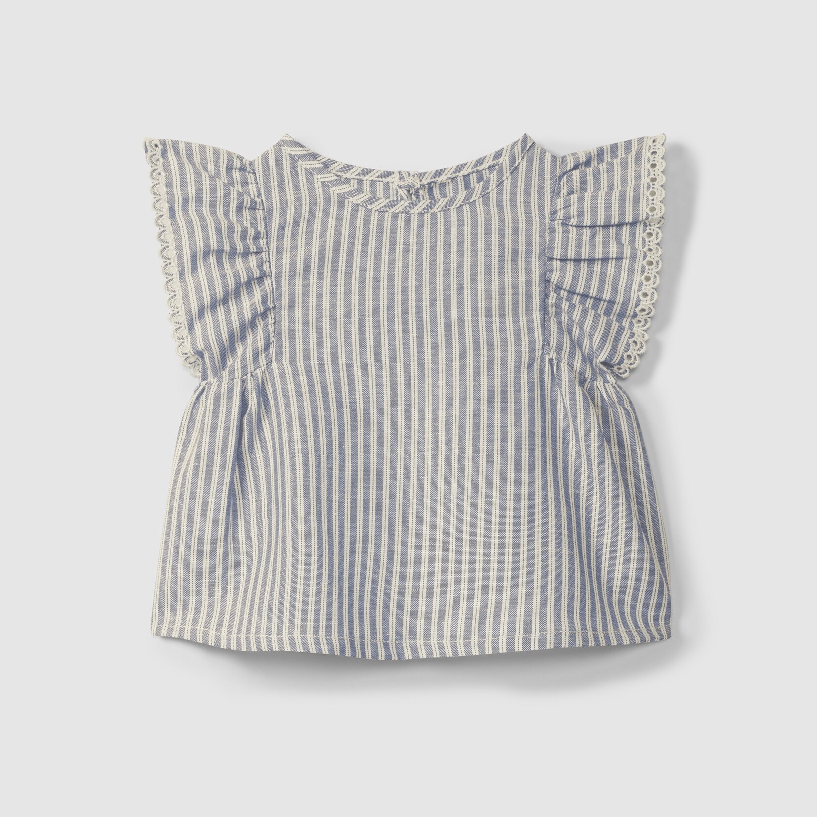 SNUG Blouse ruffle indigo linen stripe