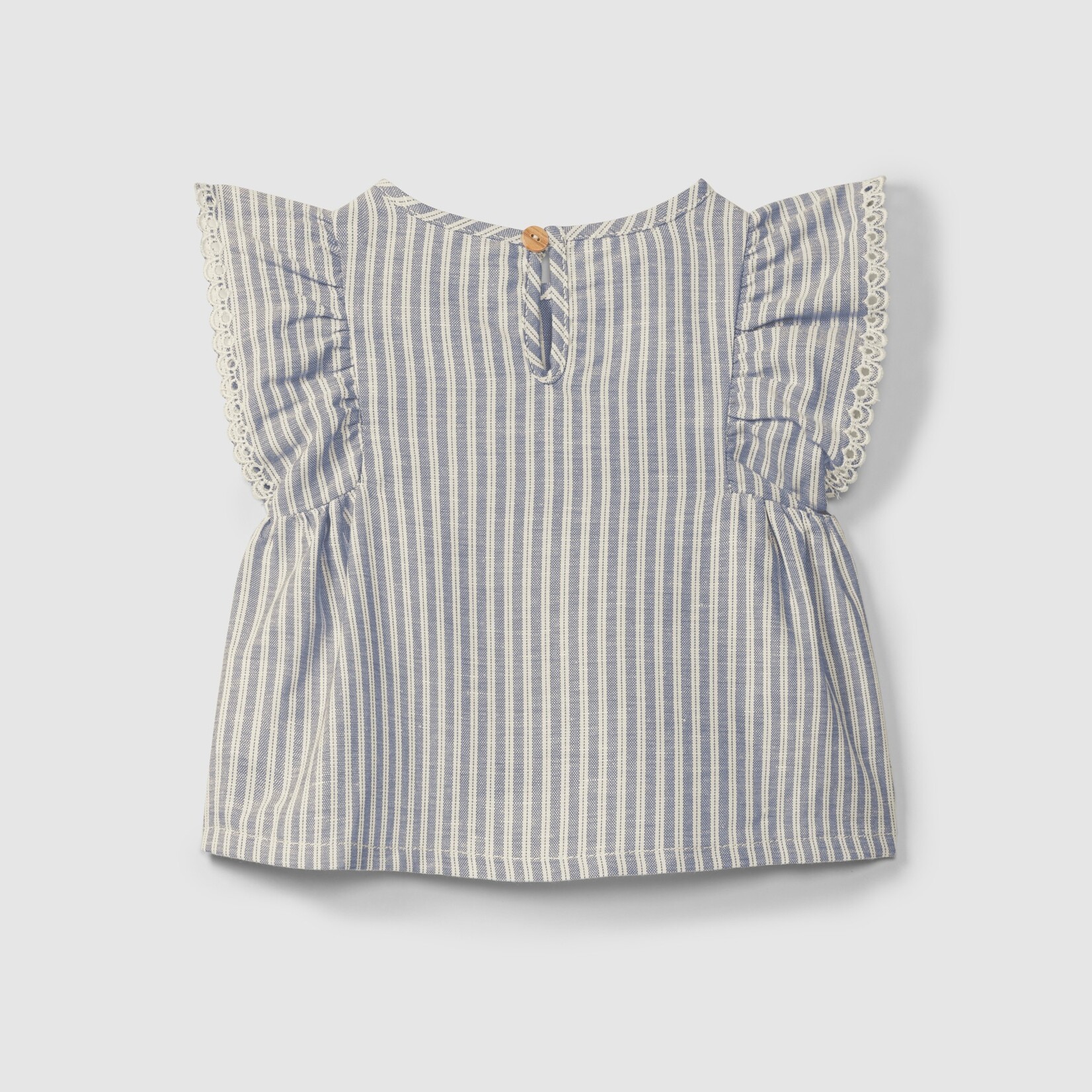 SNUG Blouse ruffle indigo linen stripe
