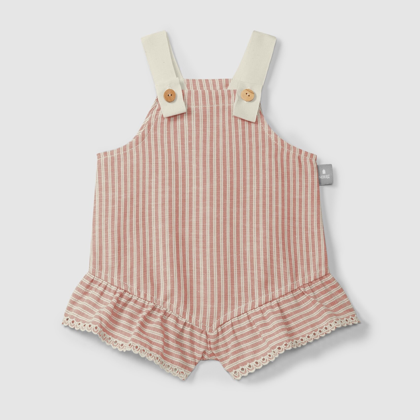 SNUG Playsuit terracotta linen stripe