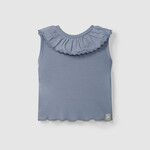 SNUG Top collar ruffle rib indigo