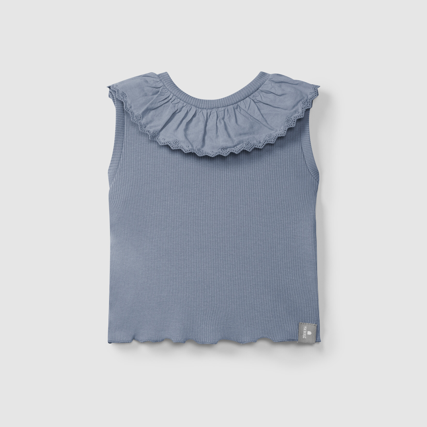 SNUG Top collar ruffle rib indigo