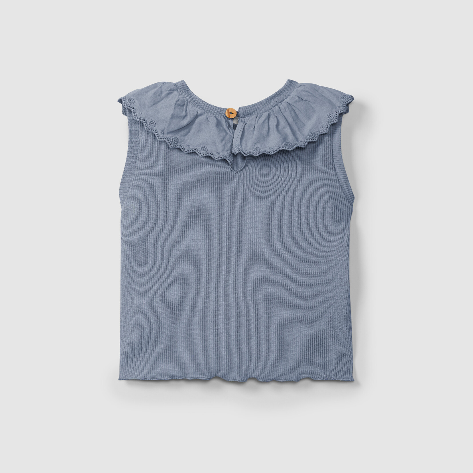 SNUG Top collar ruffle rib indigo