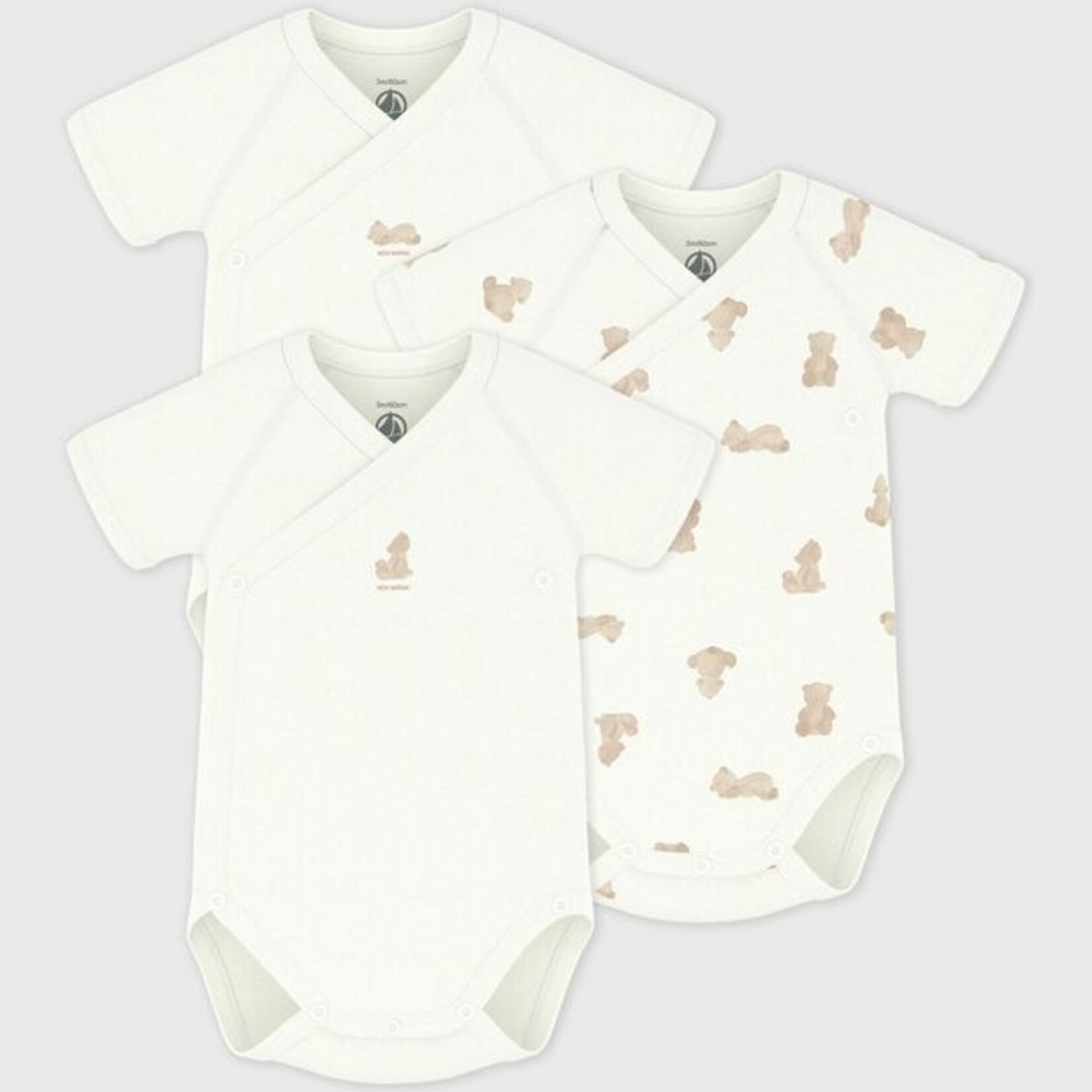 Petit Bateau Body cache-cœur à manches courtes | imprimé ours
