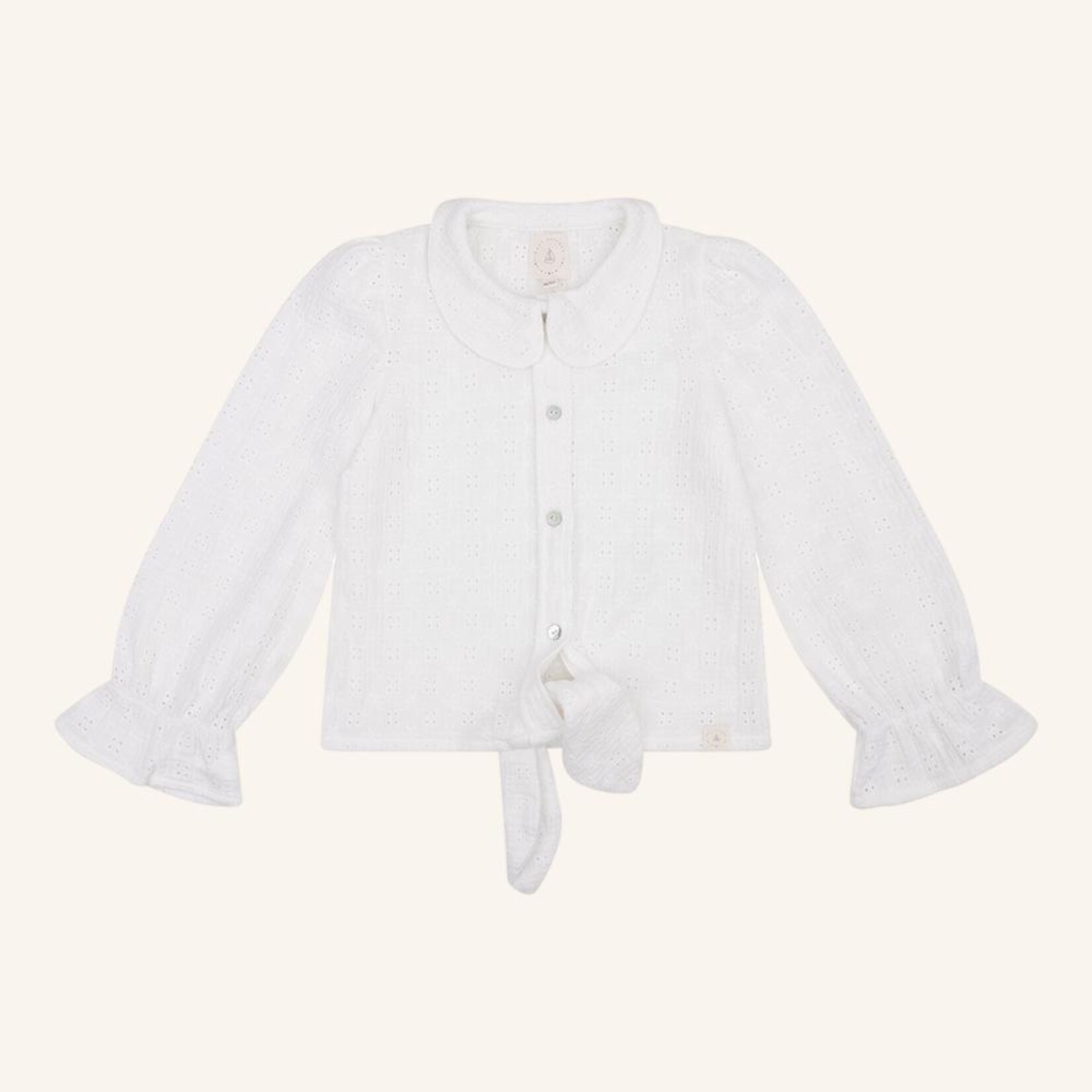 Navy Natural Faye blouse white heart broderie