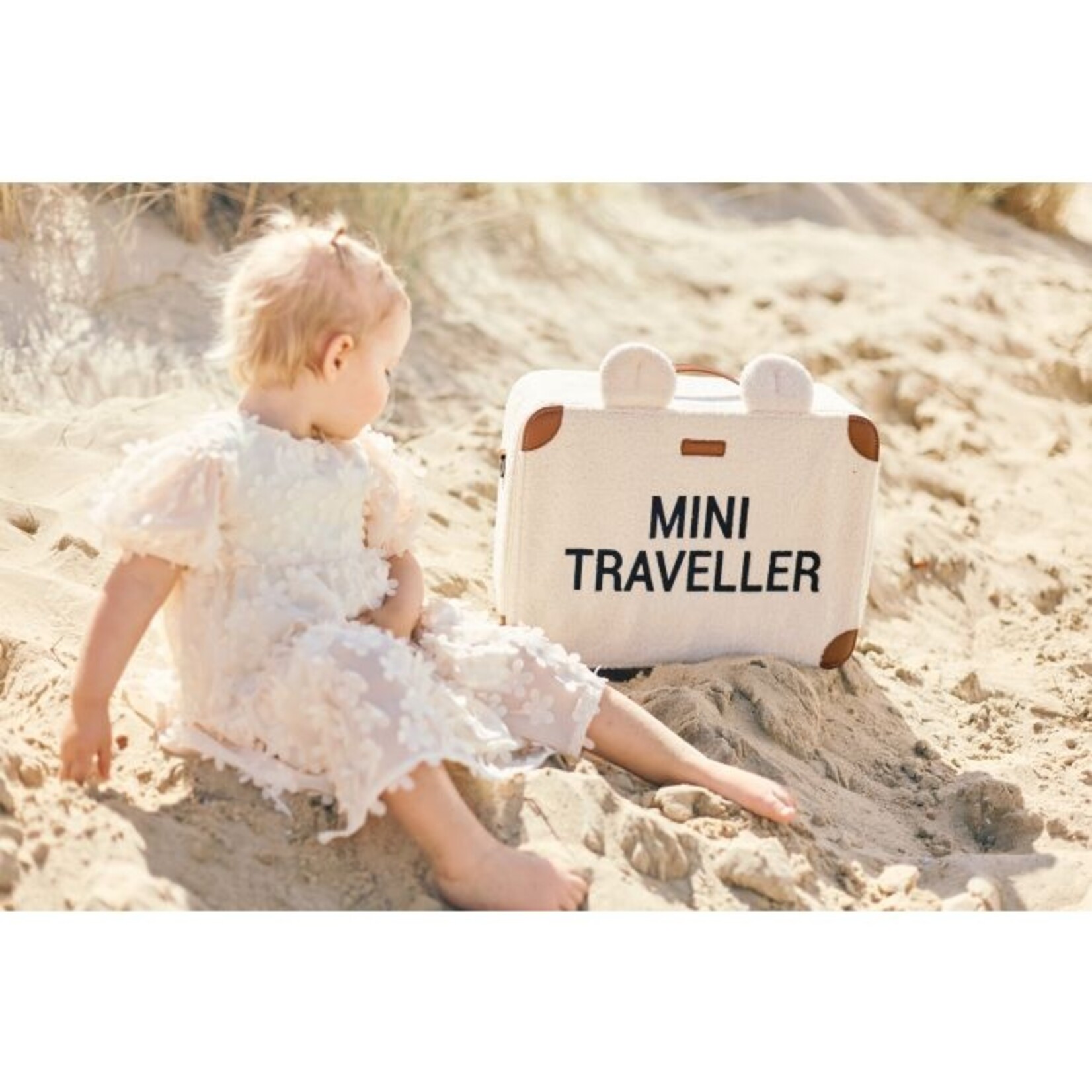 Childhome Mini valise de voyage ours en peluche blanc cassé