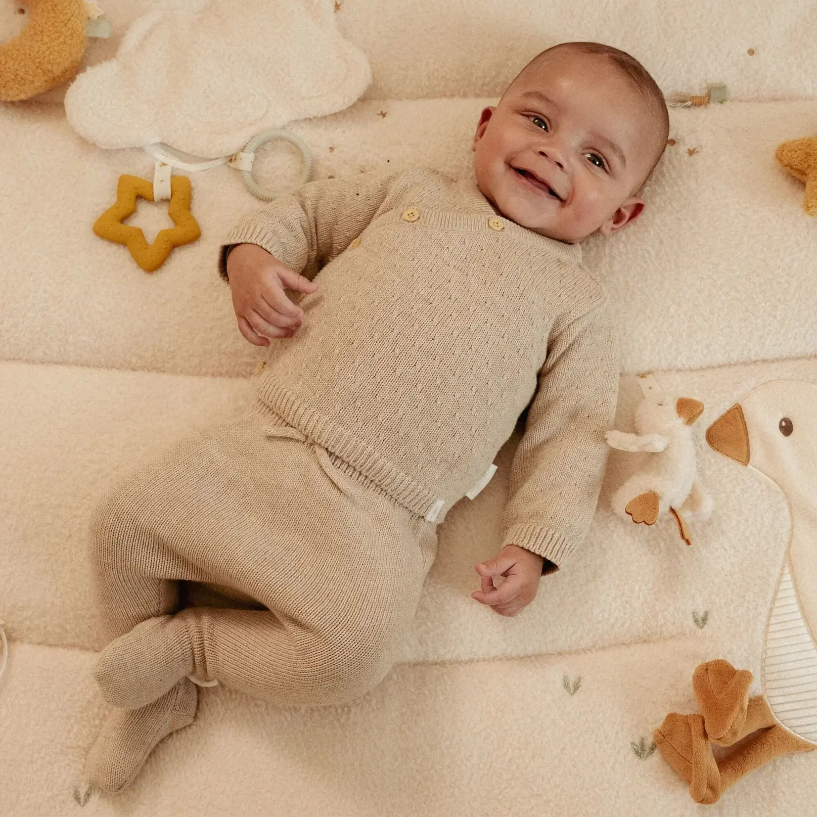 Little Dutch Gebreid vestje overslag | beige melee