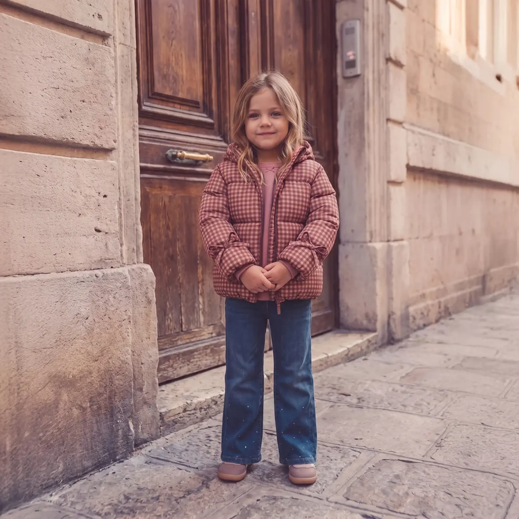 Your Wishes Puffer coat check pattern
