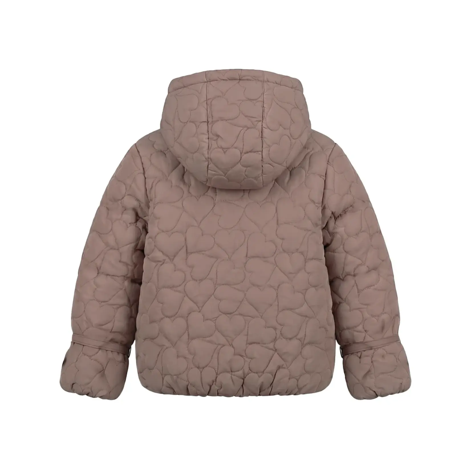 Your Wishes Taupe puffer coat hearts