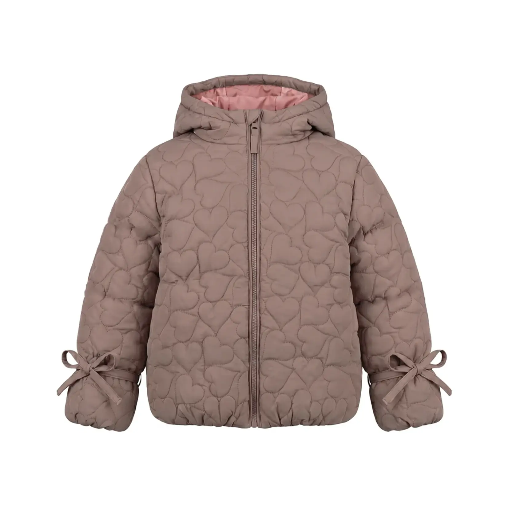 Your Wishes Manteau matelassé taupe à motifs cœurs doudoune