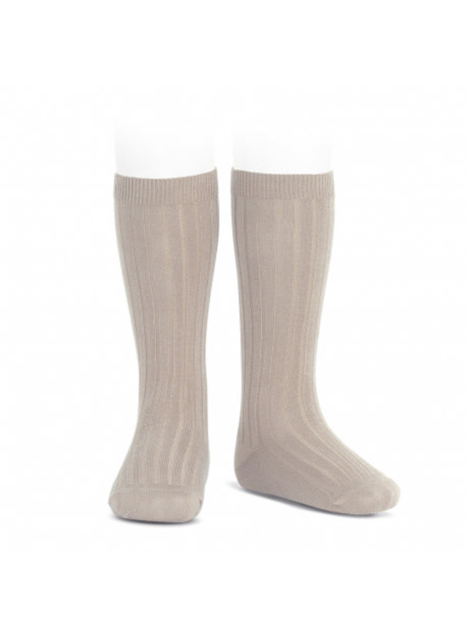 Basic rib high knee socks