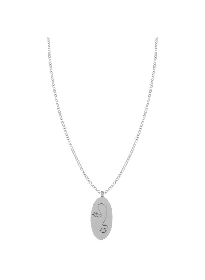 Necklace with pendant female face