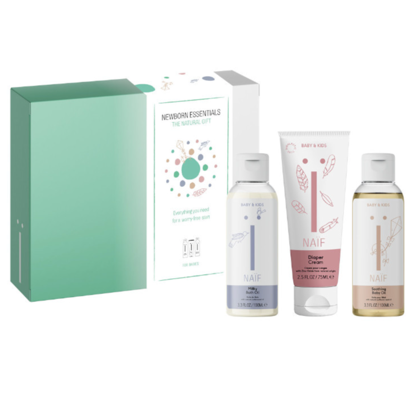 Naif Naif - Newborn Essentials (bath oil 100ml. diaper cream 75ml. baby oil 100ml)Box