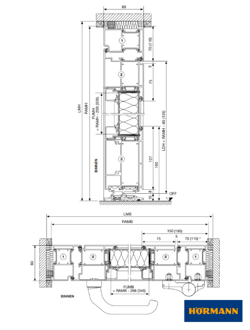Openslaande garagedeuren Hörmann NT80-2