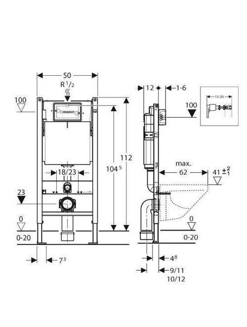 Geberit inbouwreservoir UP100 (exclusief drukpaneel)