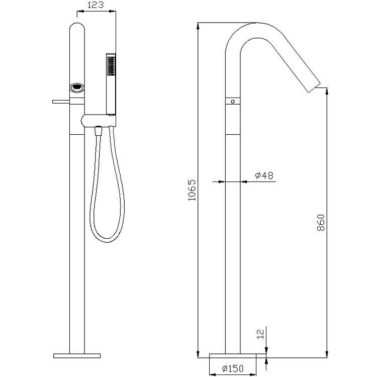Vrijstaande badkraan Yaan Type II