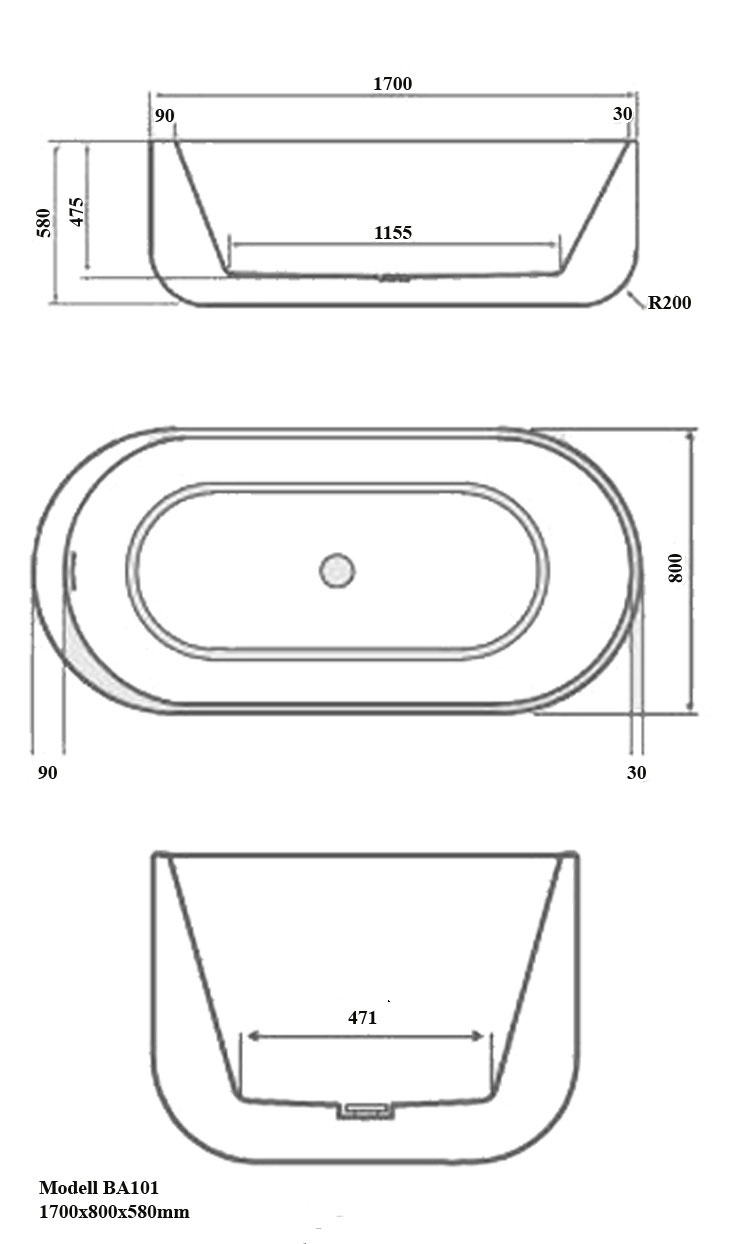 Vrijstaand bad BA101