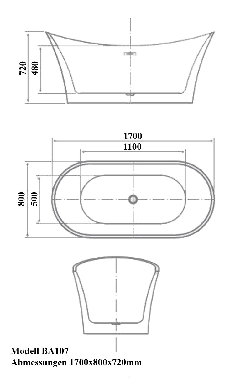 Vrijstaand bad BA107
