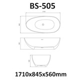 Vrijstaand Solid Surface bad BS-505 Zwart