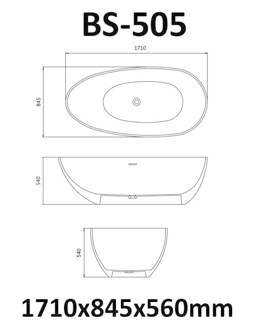 Vrijstaand Solid Surface bad BS-505 Grijs
