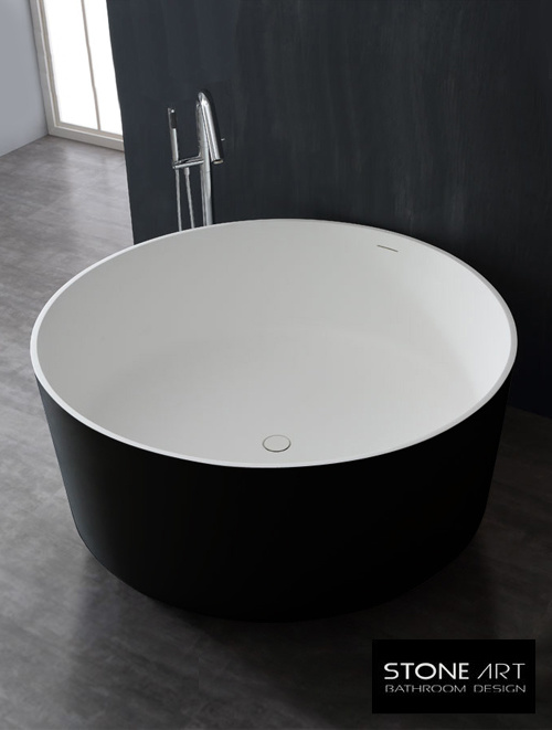 Vrijstaand Solid Surface bad BS-507 Zwart en Wit