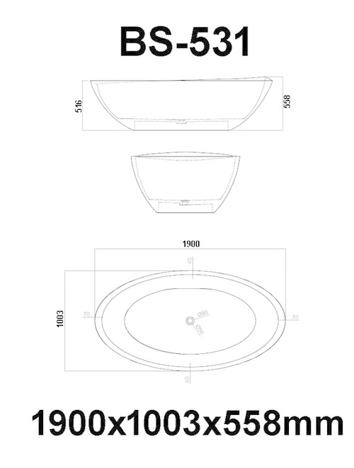 Vrijstaand Solid Surface bad BS-531