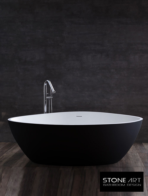 Vrijstaand Solid Surface bad BS-533 Zwart en Wit