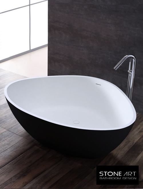 Vrijstaand Solid Surface bad BS-533 Zwart en Wit