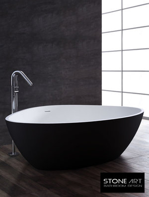 Vrijstaand Solid Surface bad BS-533 Zwart en Wit